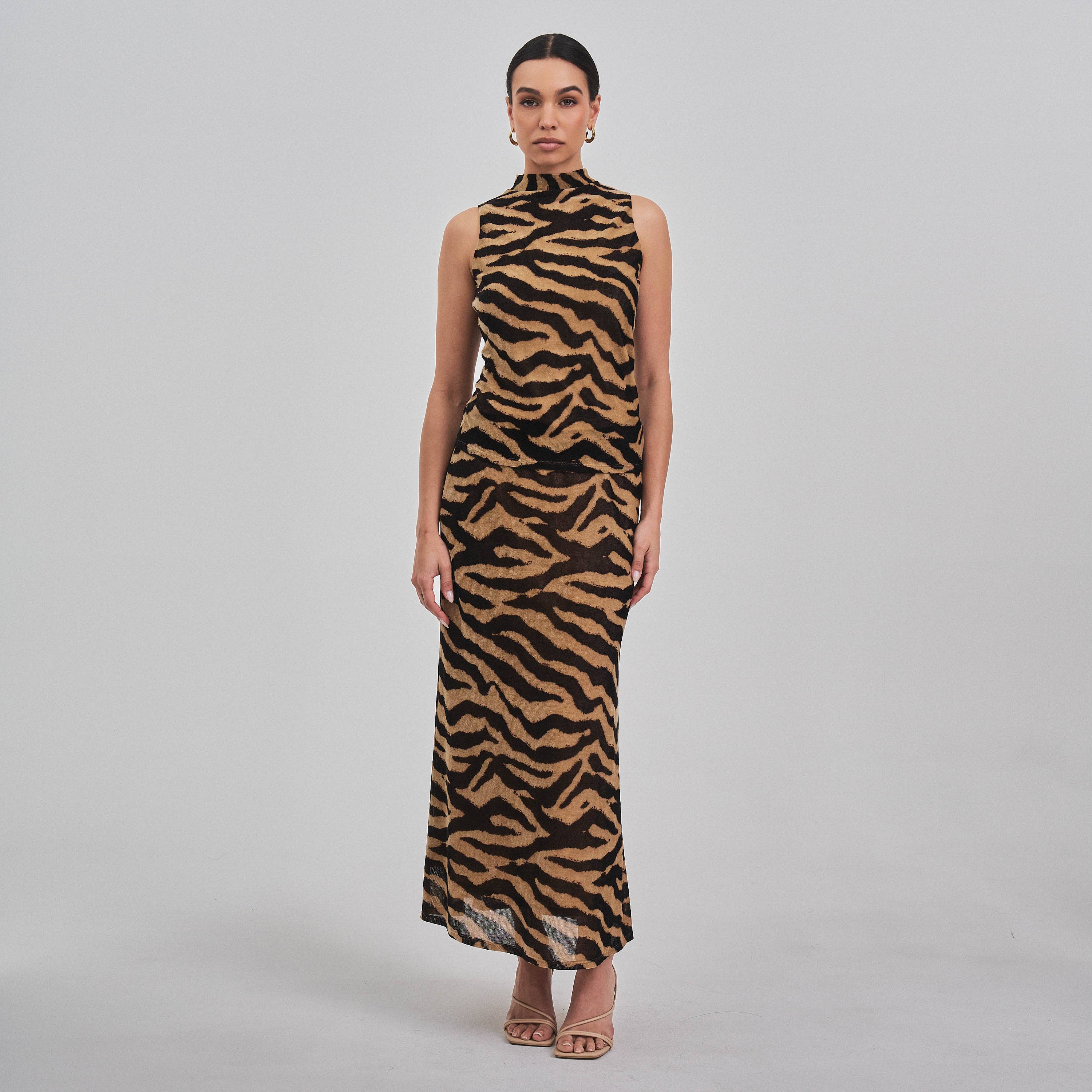 Zebra print mock neck top