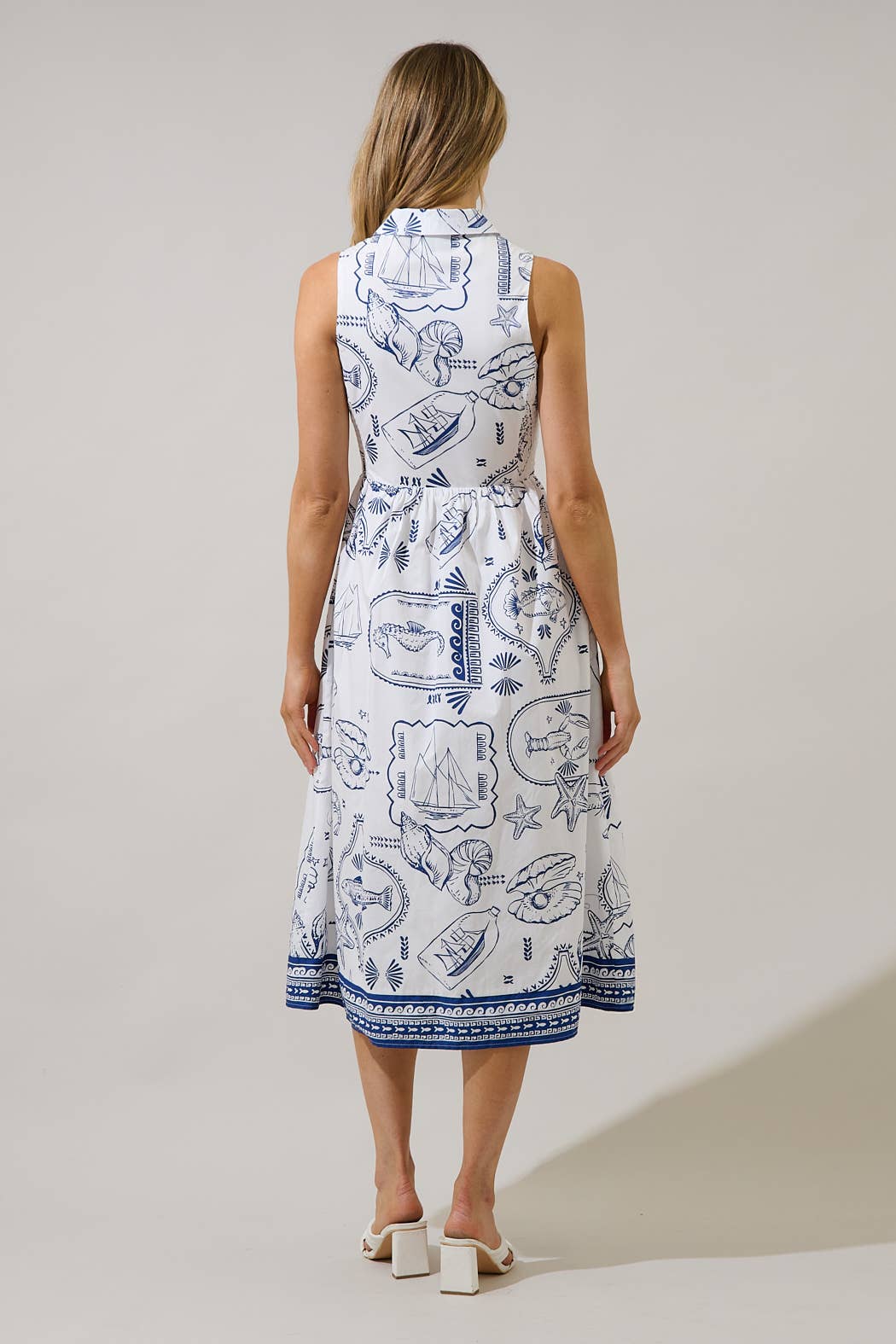 Catie Button Down Midi Dress Seaside