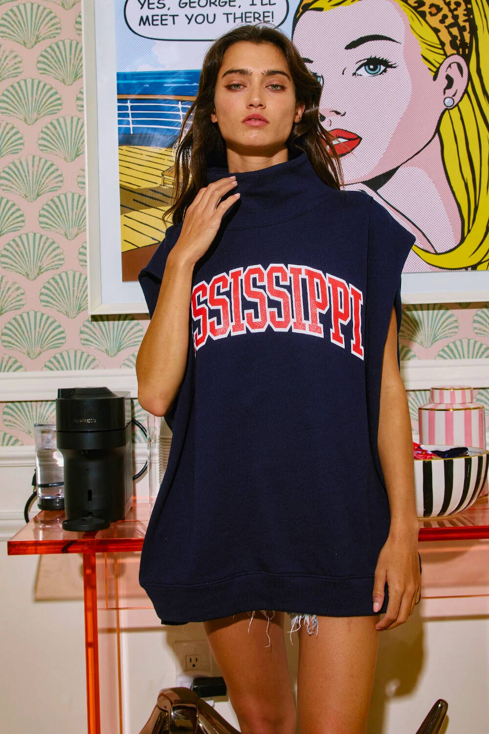 ‘MISSISSIPPI' Print Oversized Muscle Top