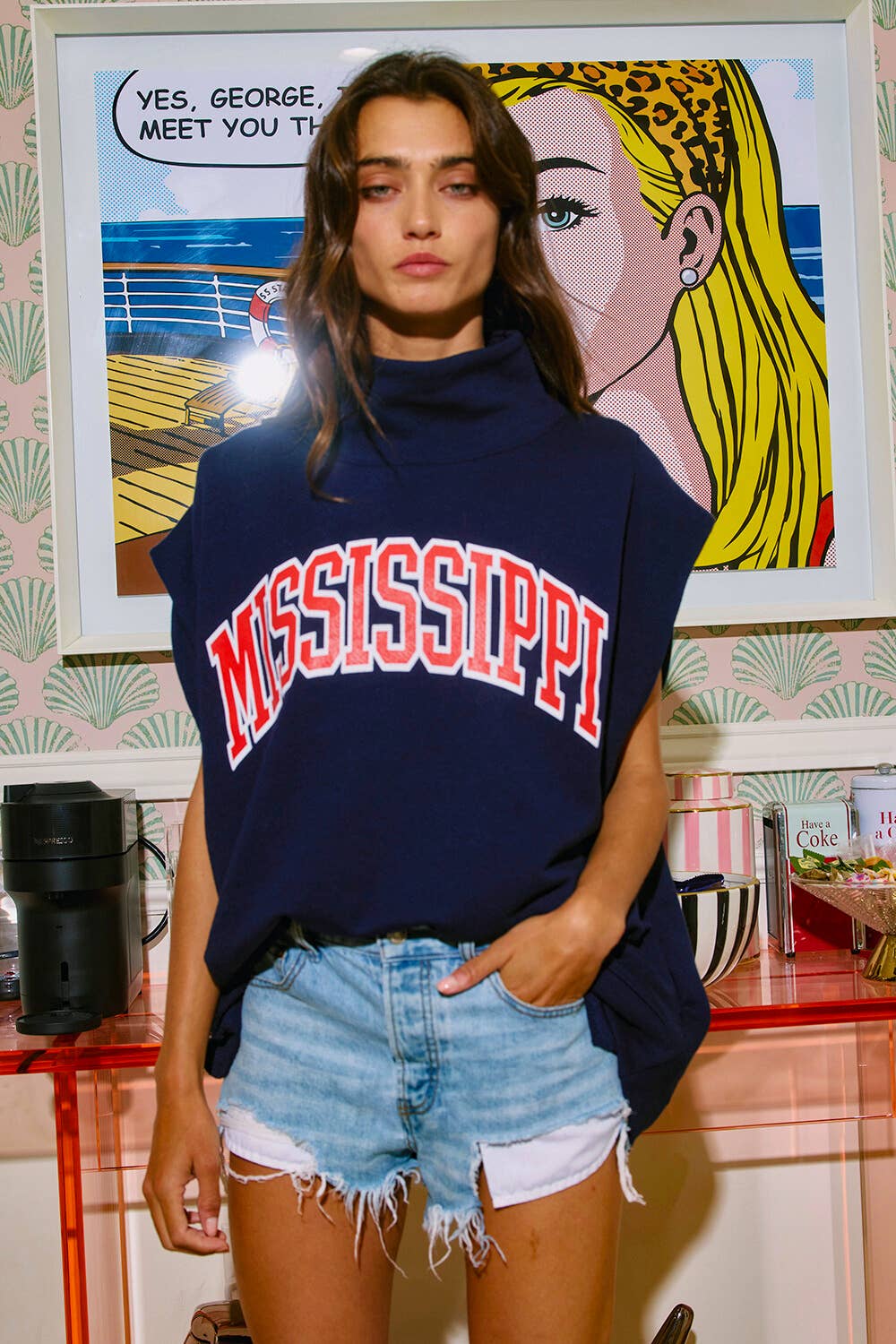‘MISSISSIPPI' Print Oversized Muscle Top