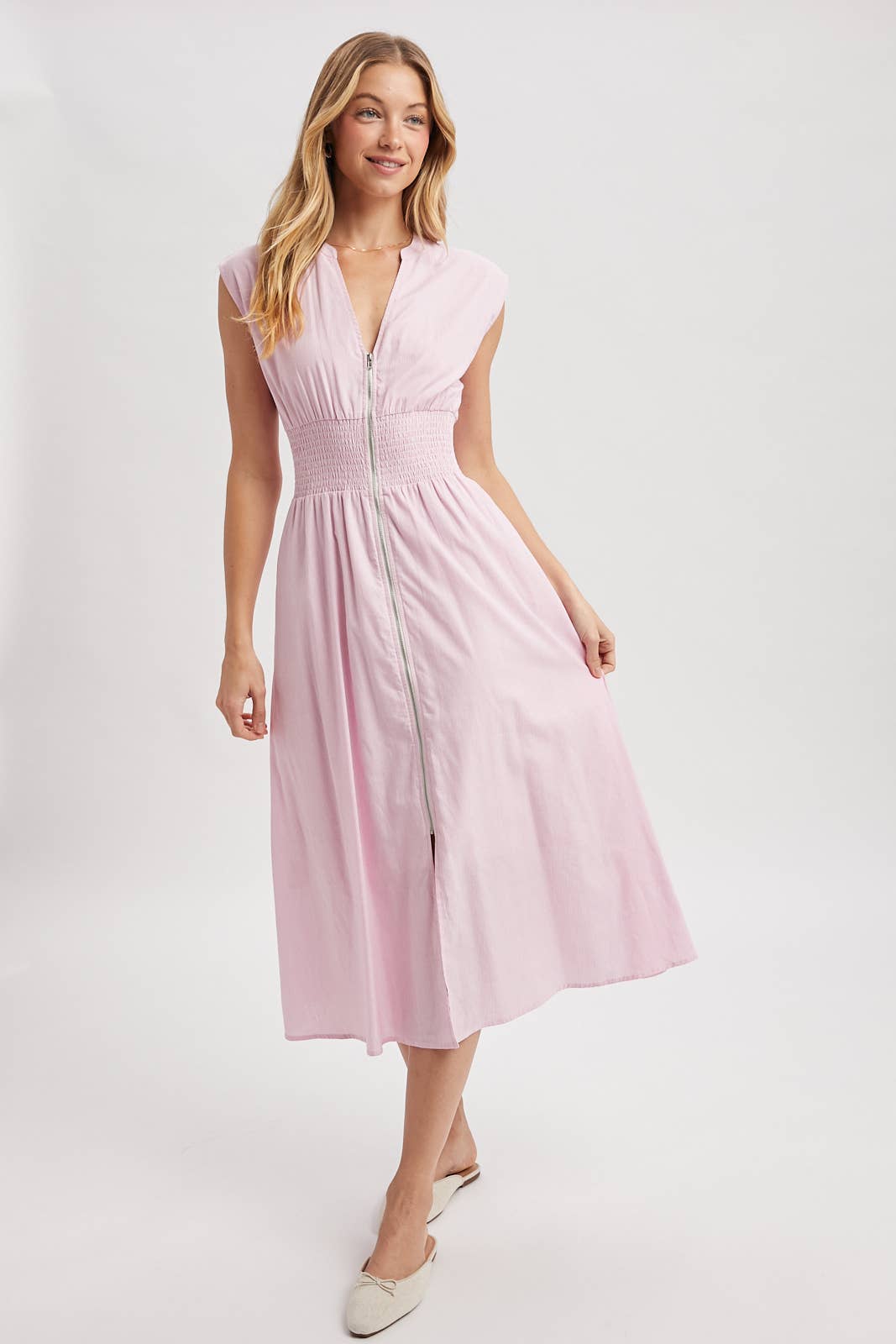 Stacy Front Zip Midi Dress