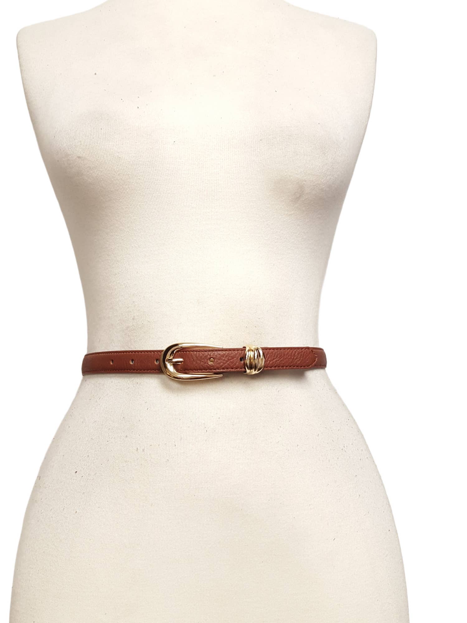Skinny Gold Tone Buckle and Loop Belt