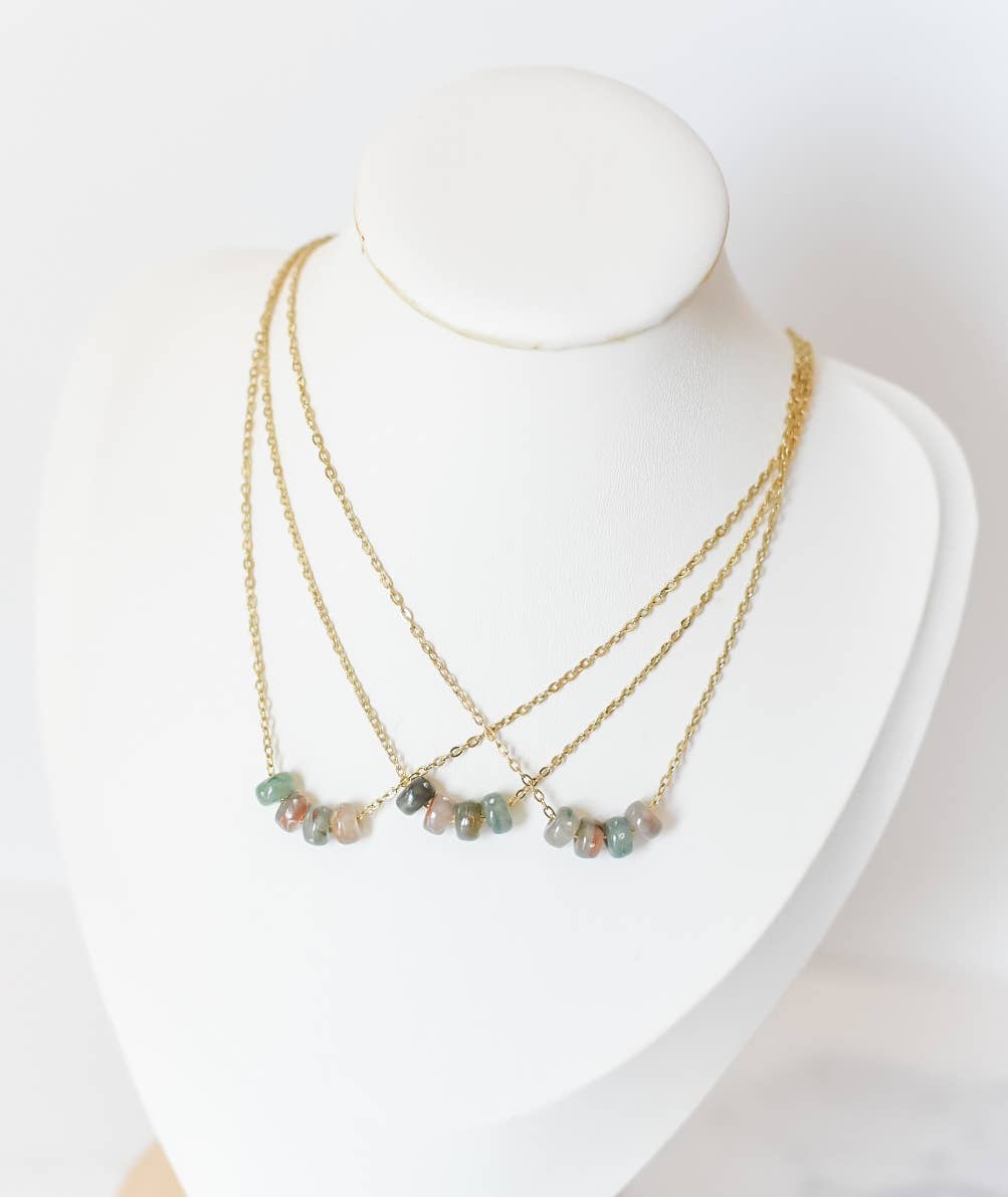 Ella jane acrylic bead charm necklace | 14k | cadet blue
