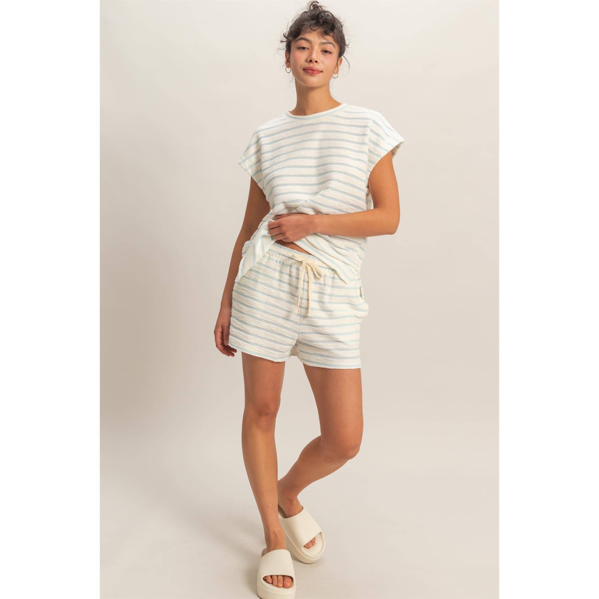 Striped Drawstring Waist Shorts