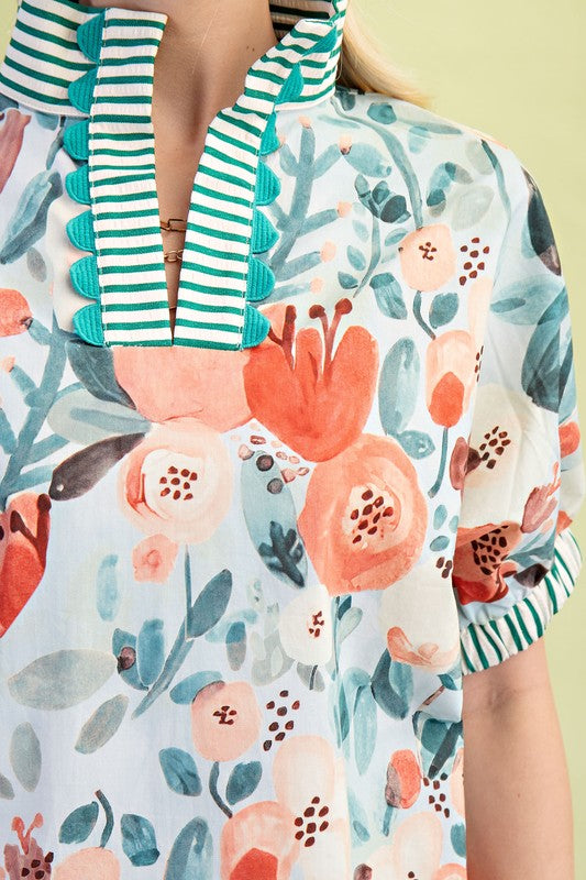 Floral Mock-neck Top