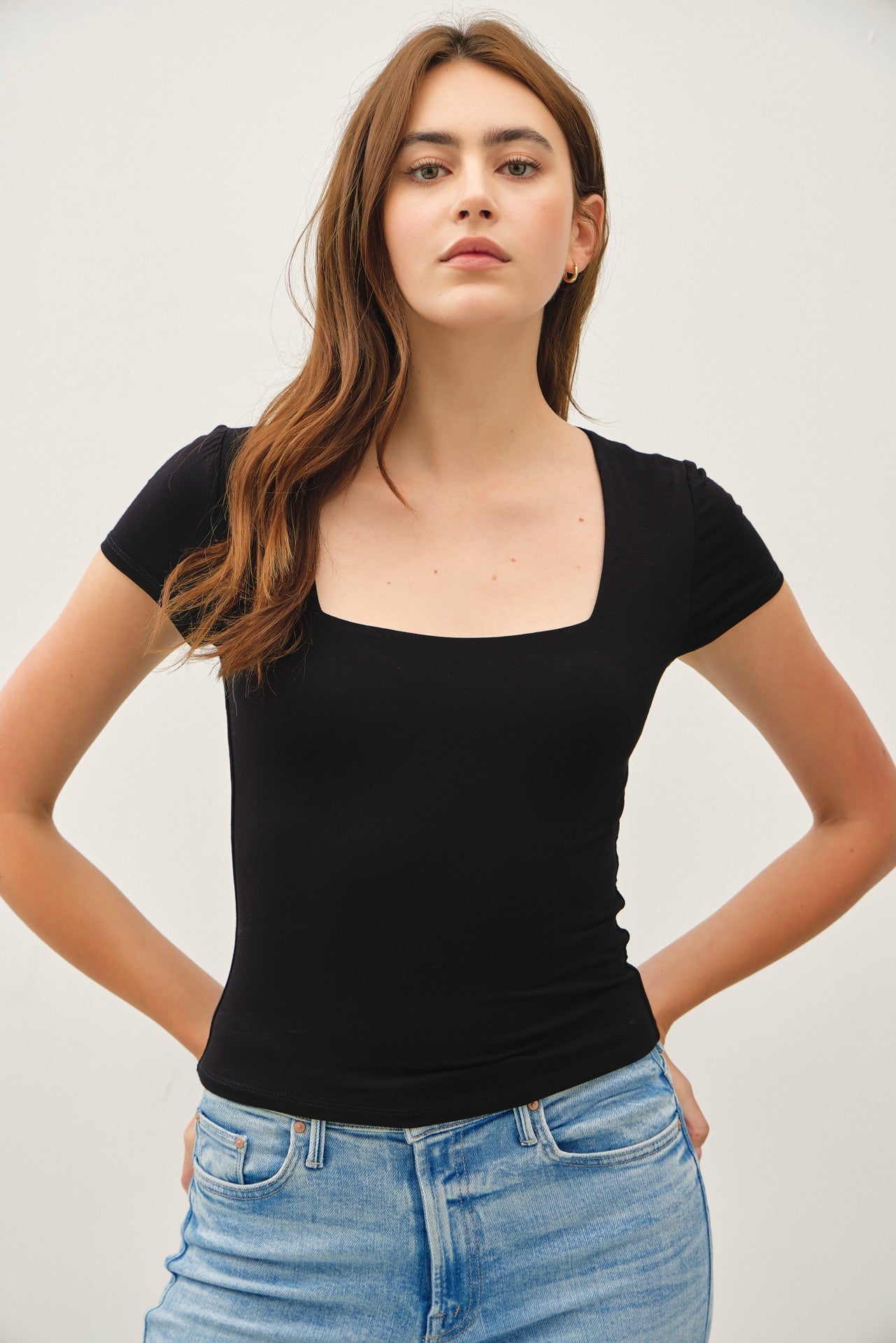 Soft Core Square Neck Knit Tee