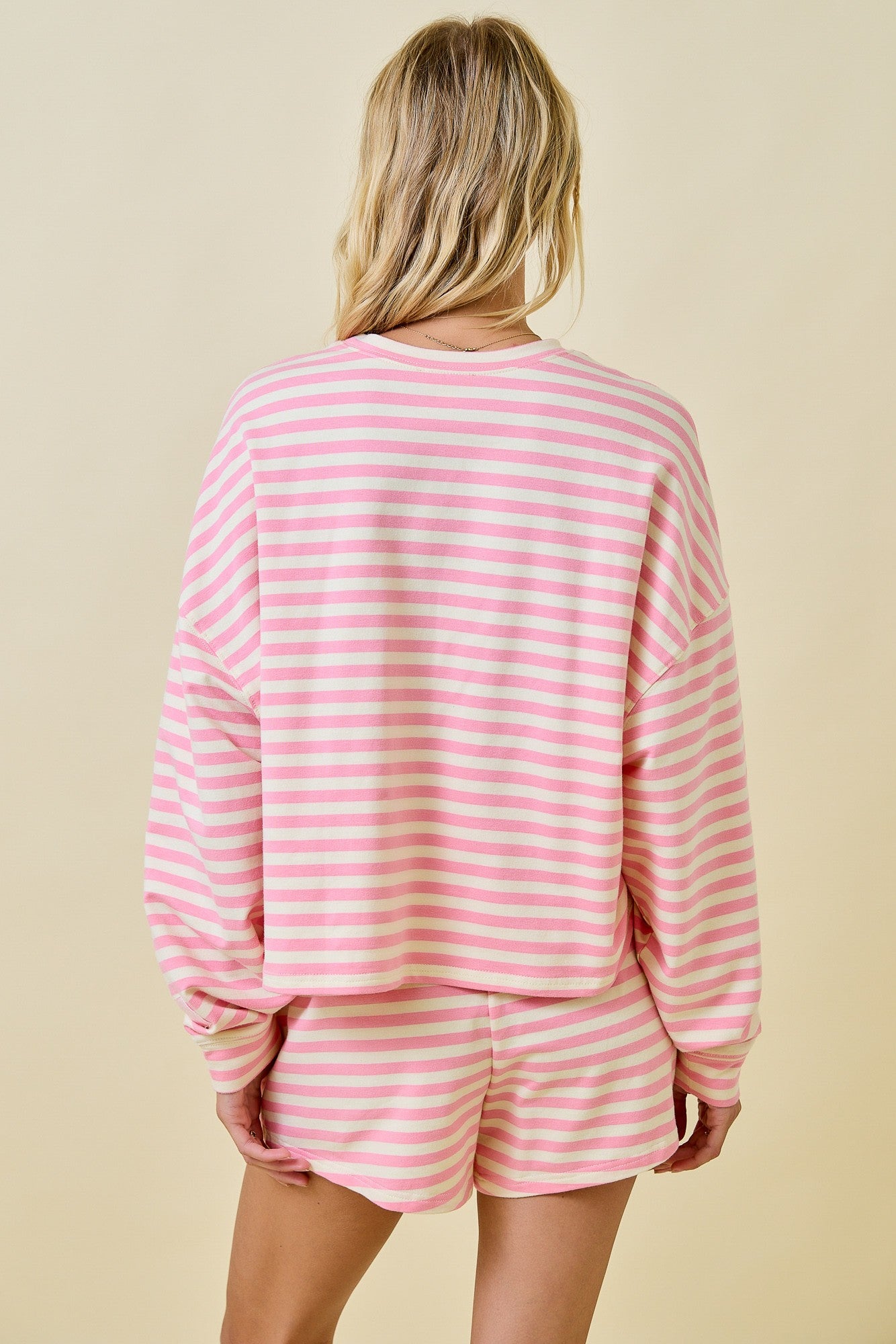 Striped Terry Loose Fit Lounge Sweatshirt
