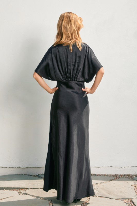 Like Butter Satin Blouson Maxi Dress