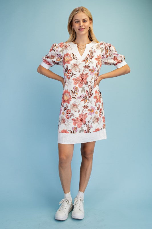 Floral V-neck Mini Dress