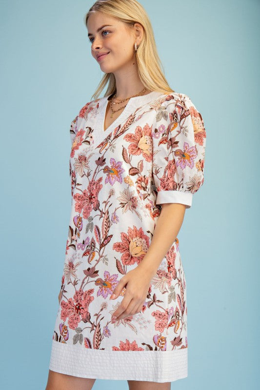 Floral V-neck Mini Dress