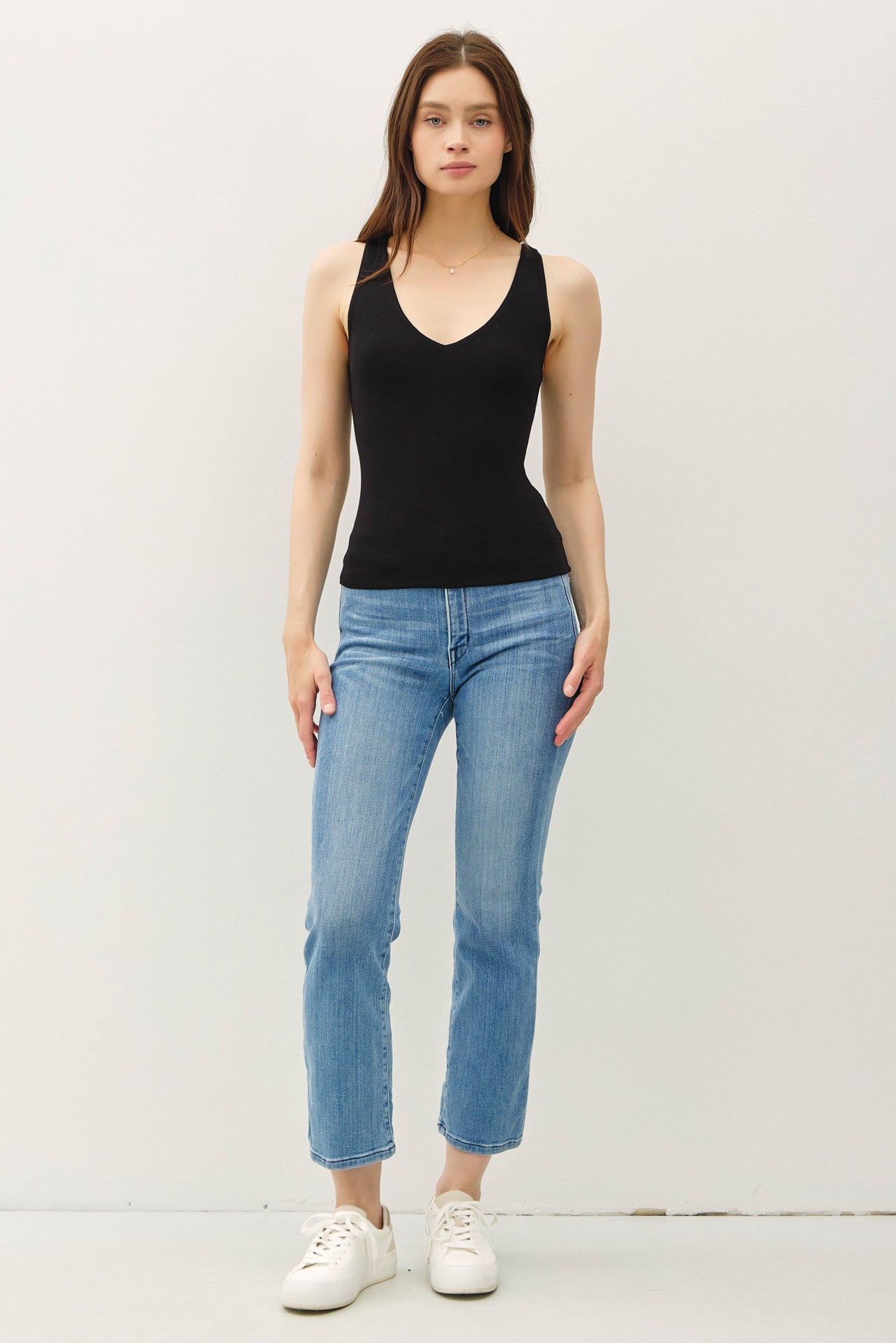 Soft Core Basic Full Length Vneck Tank