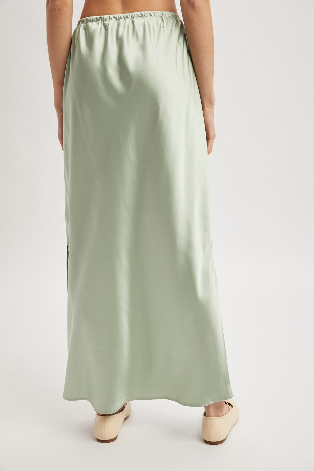 Satin Midi Skirt with Side Slit