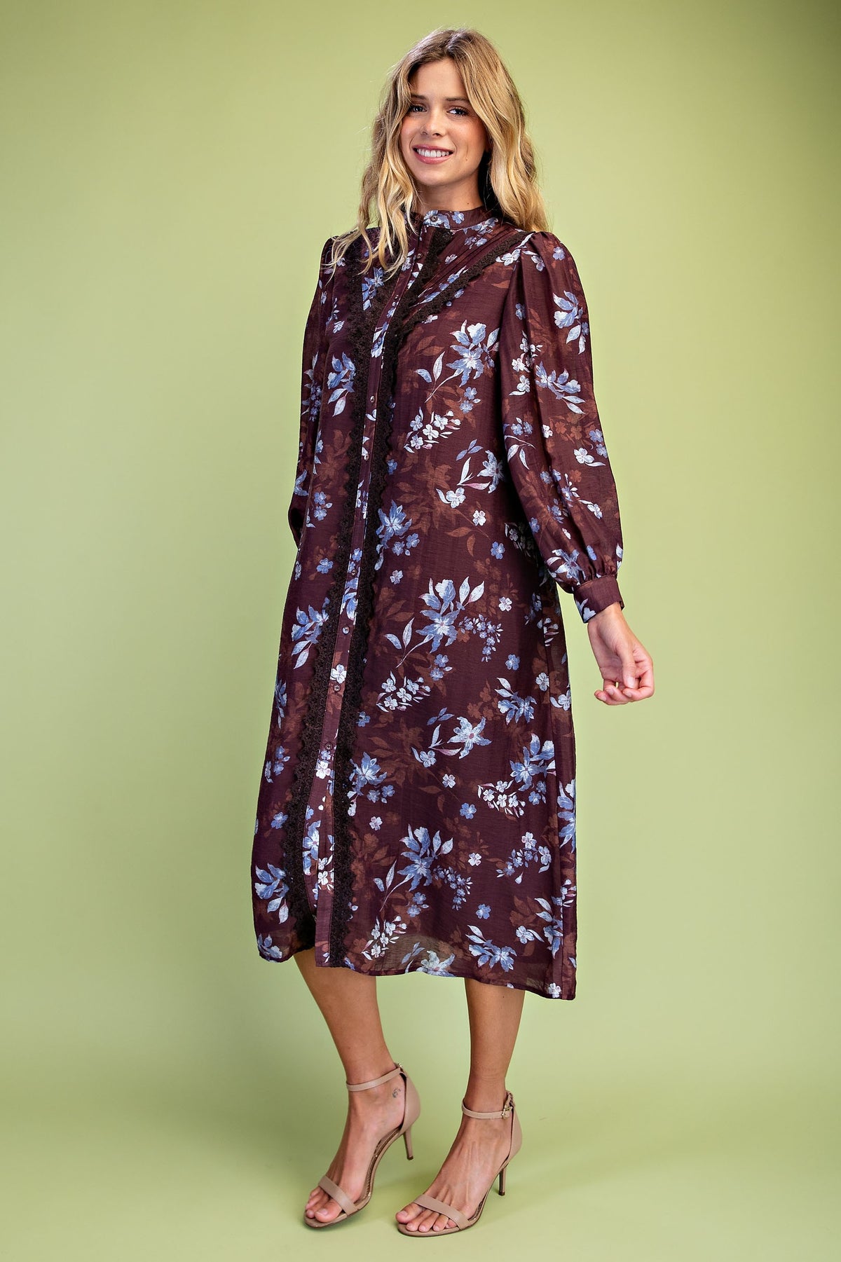 Floral Button Down Midi Dress