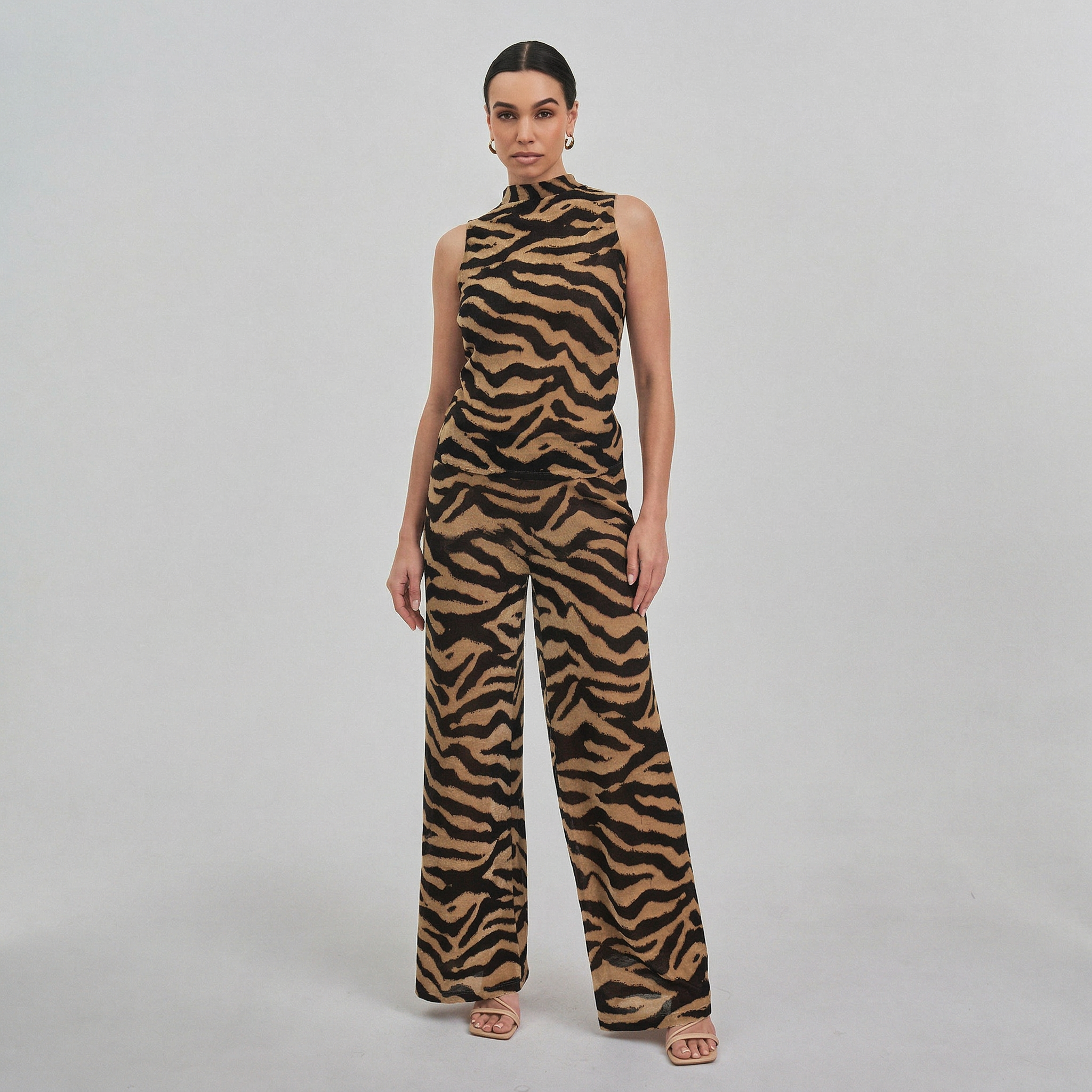Zebra print mock neck top