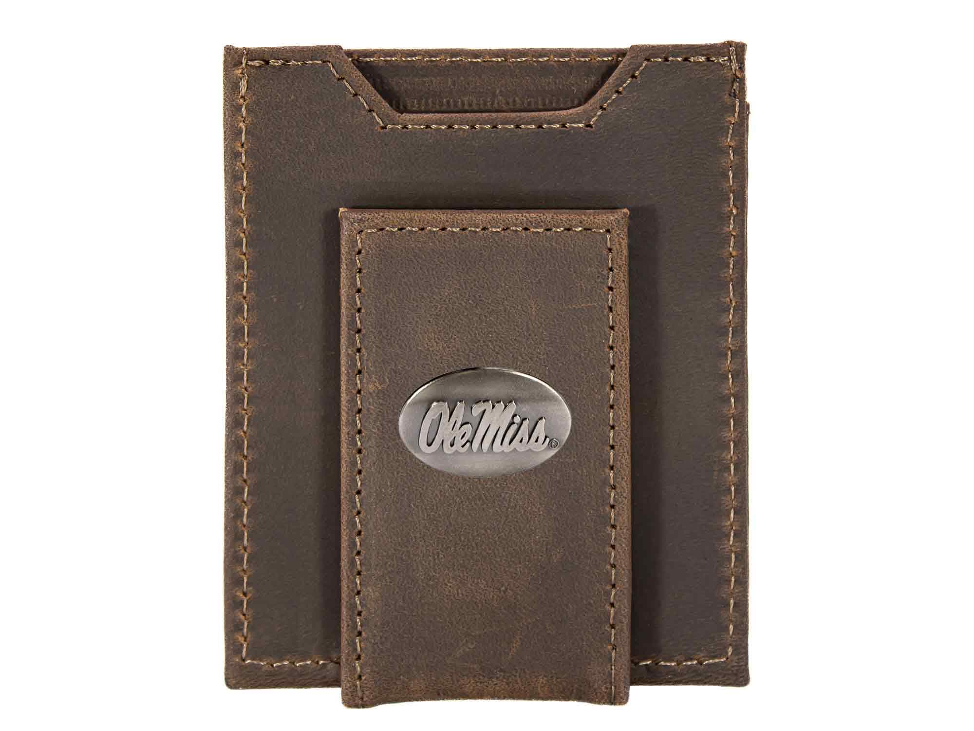 Ole Miss Rebels Men's Magnetic Front Pocket Leather Wallet.