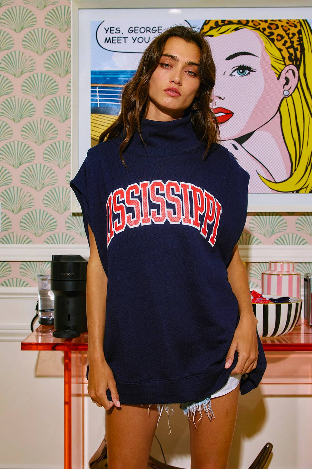 ‘MISSISSIPPI' Print Oversized Muscle Top