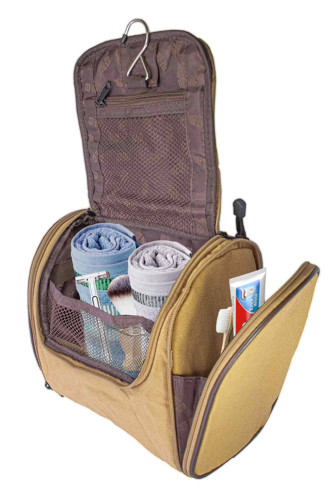 Mississippi State Bulldogs Men's Khaki Hanging Toiletry Bag.