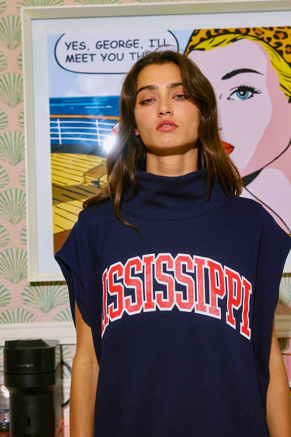 ‘MISSISSIPPI' Print Oversized Muscle Top