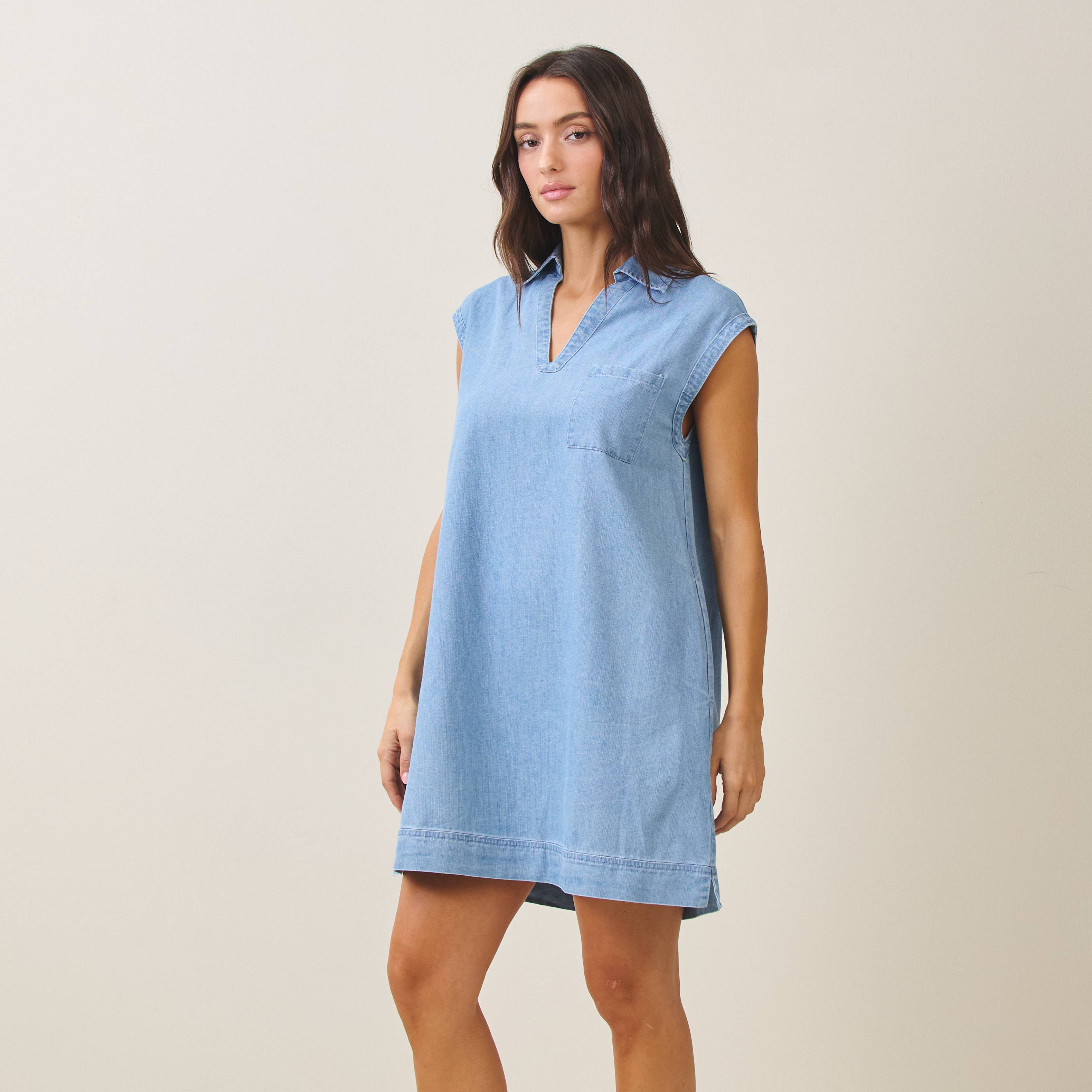 Denim sleeveless mini dress