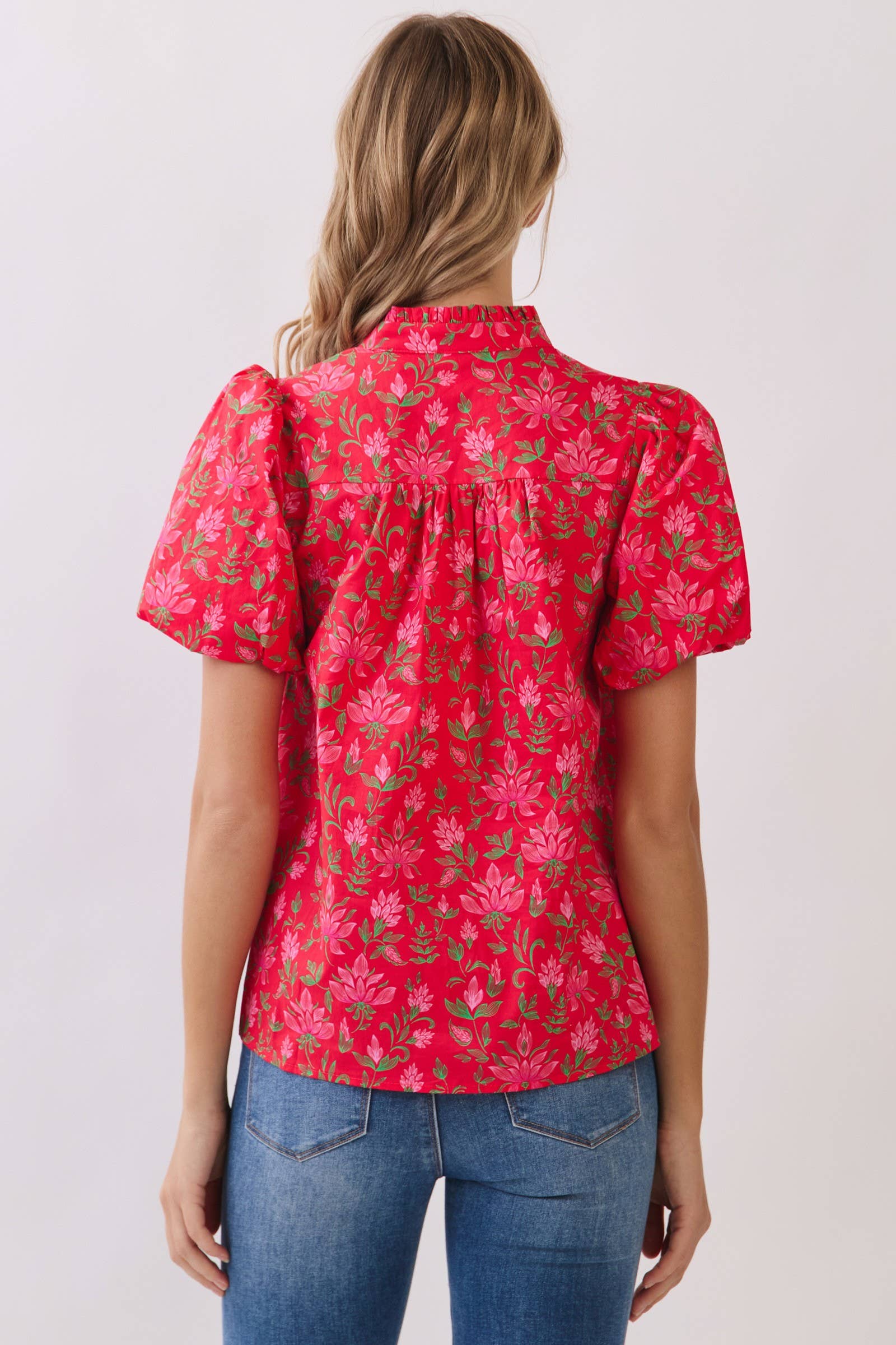 Floral Print Puff Sleeve Blouse