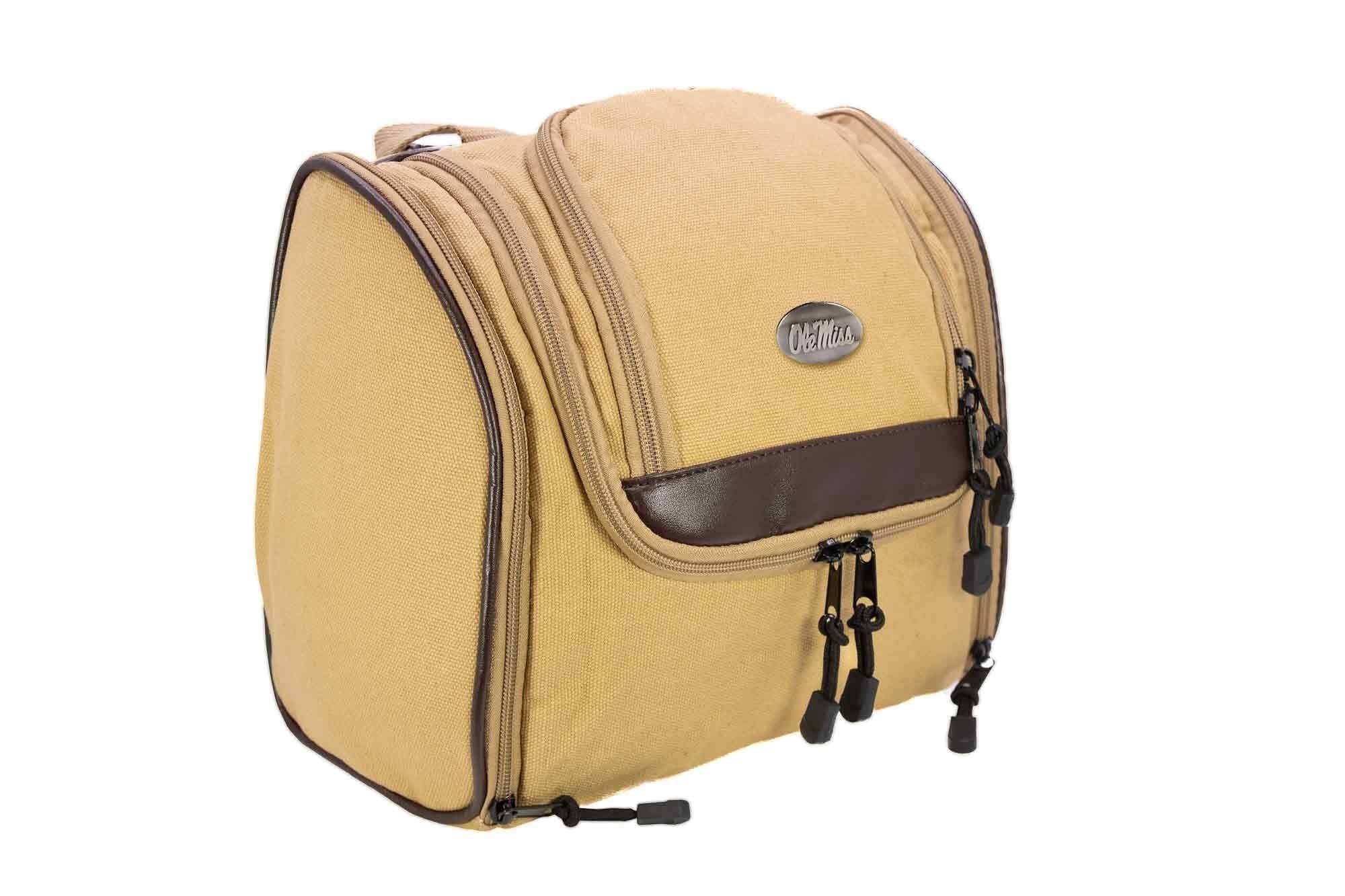 Ole Miss Rebels Men's Khaki Hanging Toiletry Bag.