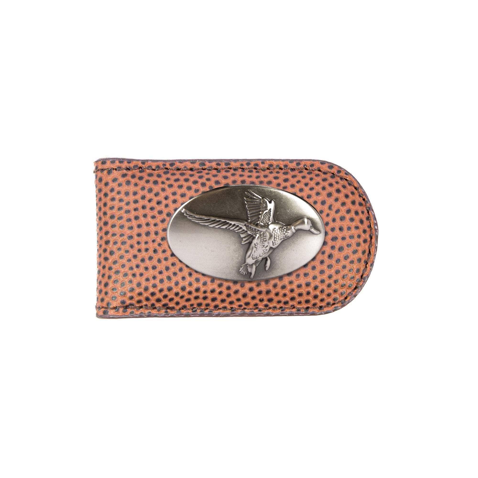 Mallard Leather Magnetic Money Clip Wallet - Slim Front Pocket Silver Emblem - 6 Colors