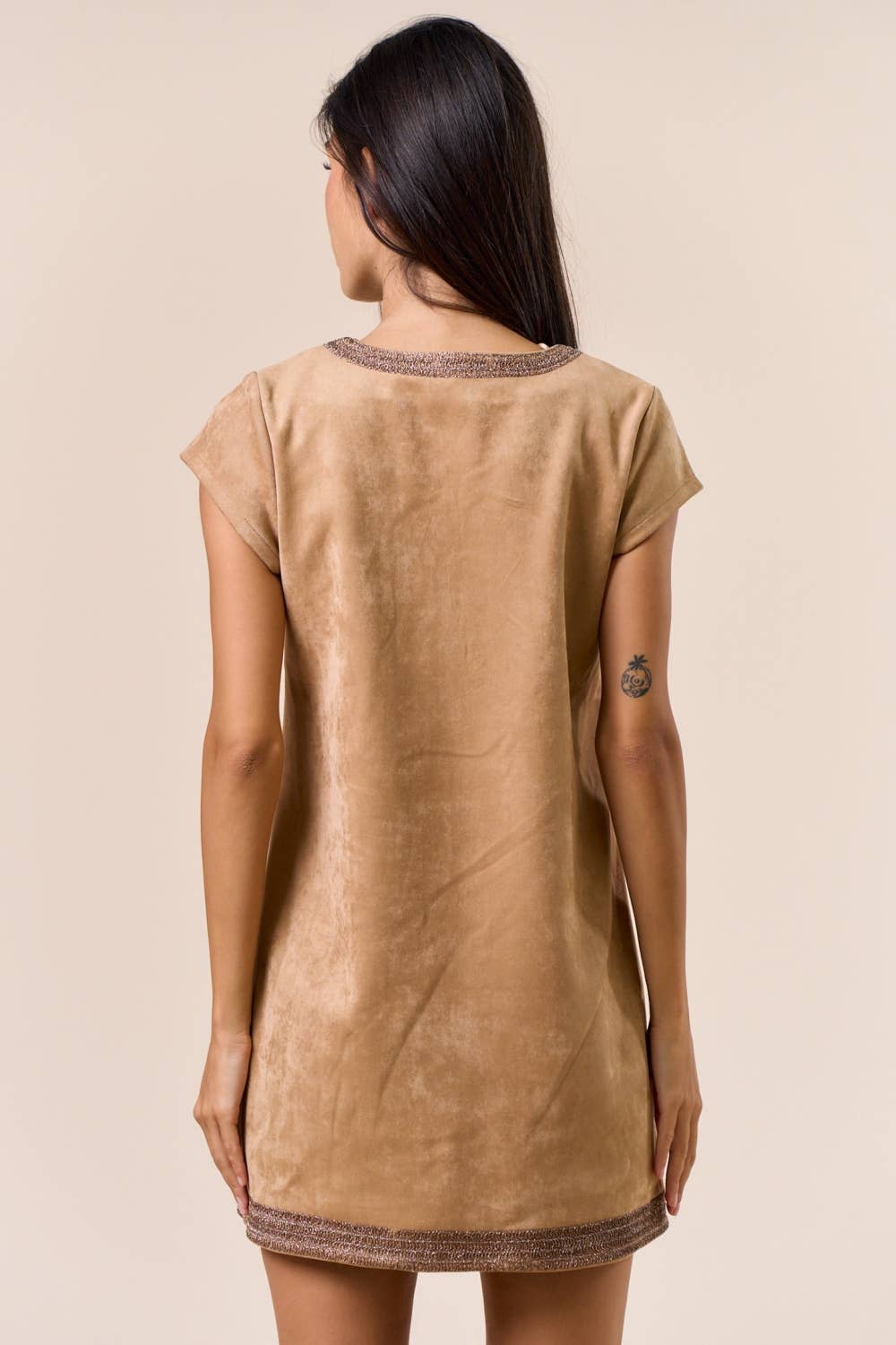 Suede V-Neck Dress