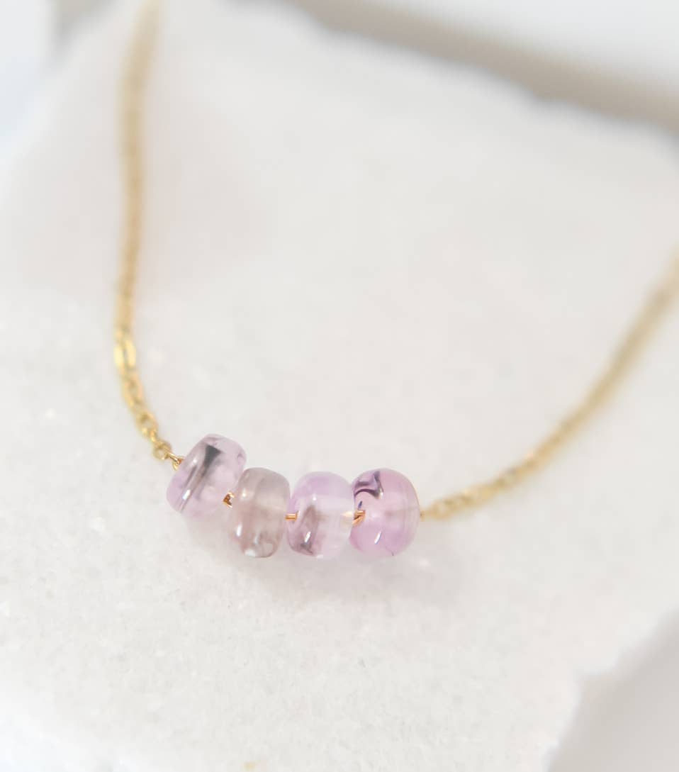 Ella jane acrylic bead charm necklace | 14k | lavender