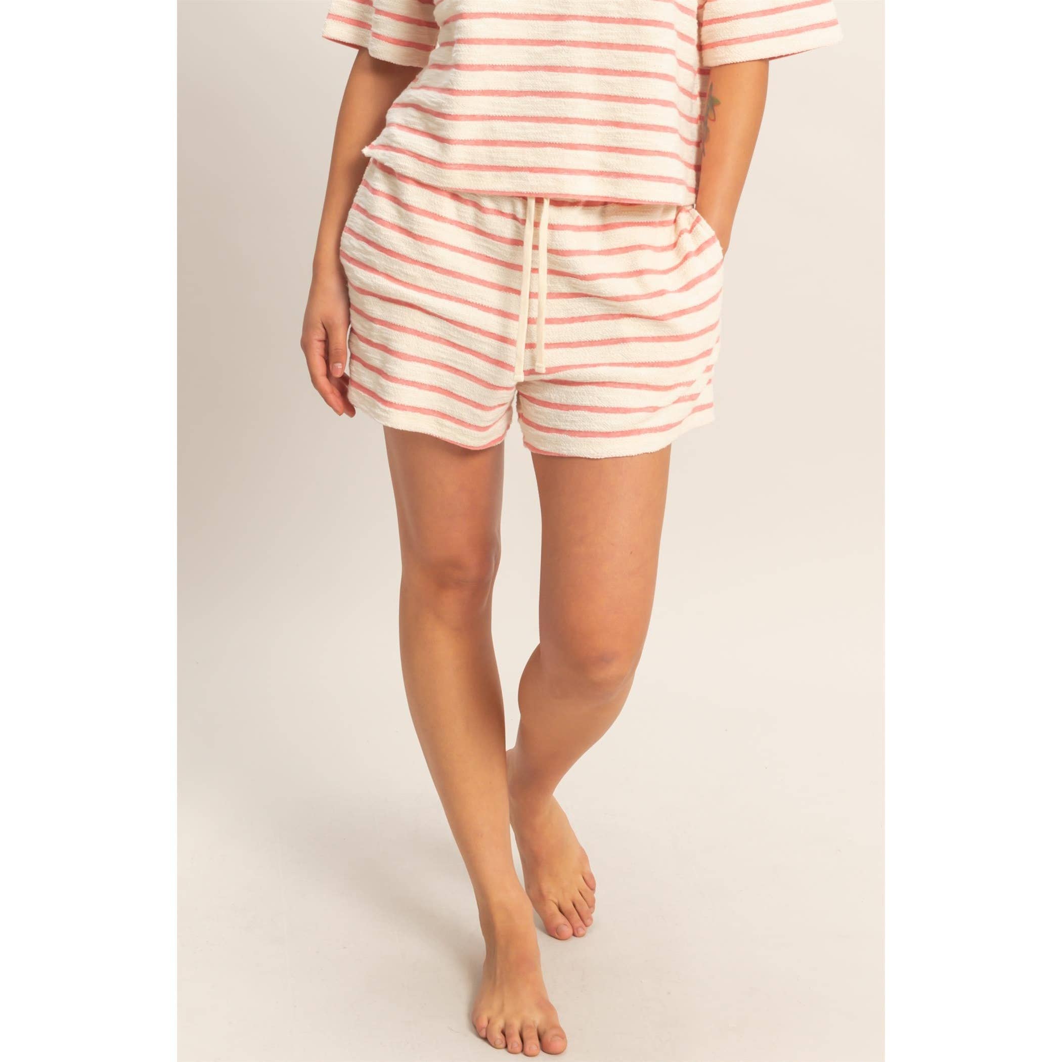 Striped Drawstring Waist Shorts