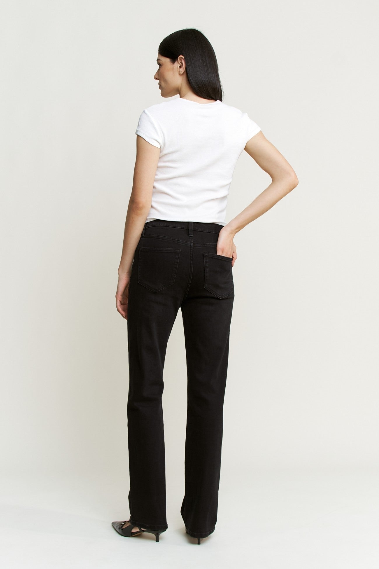 High Rise Straight Leg Black Jeans