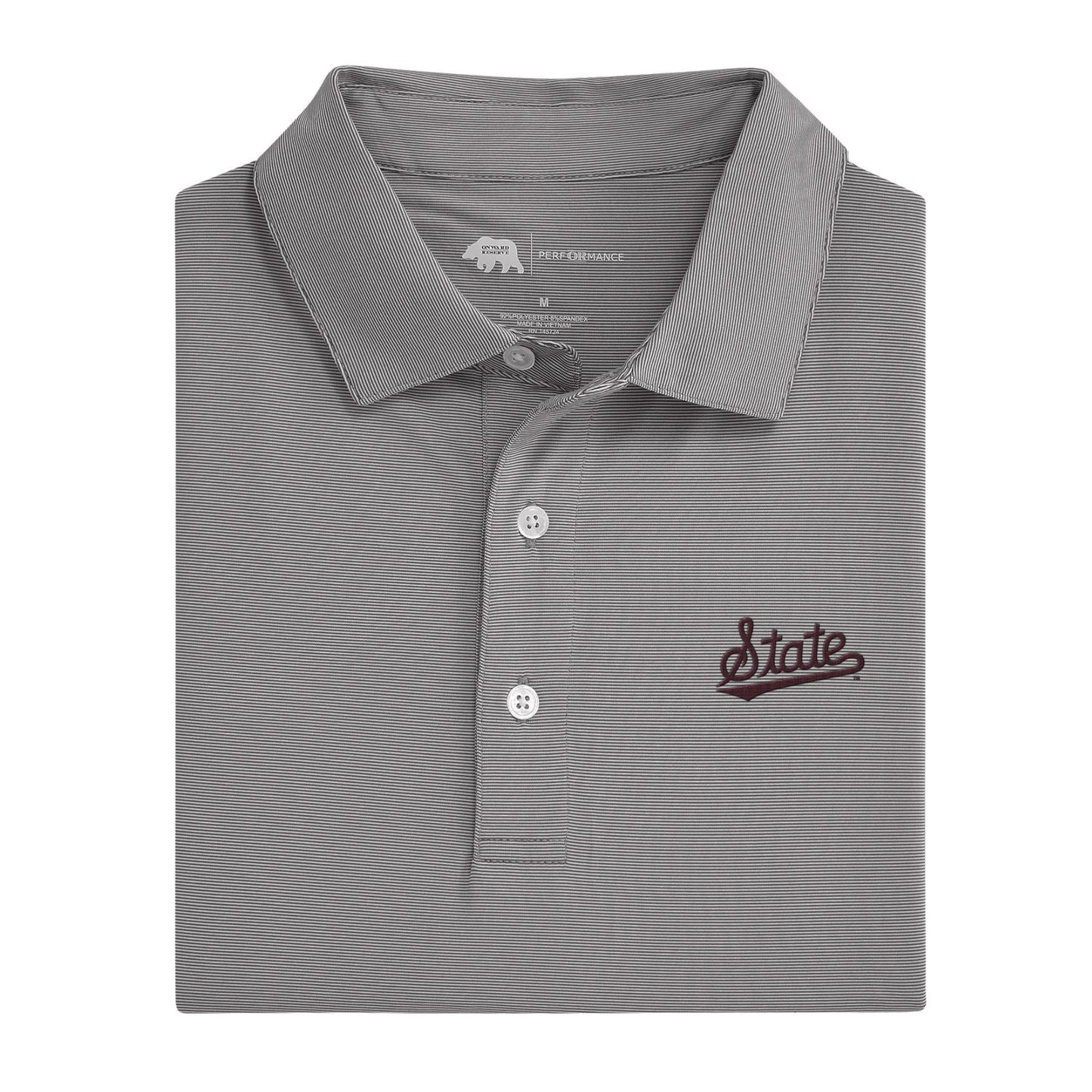 HAIRLINE STRIPE MISSISSIPPI STATE PERFORMANCE POLO