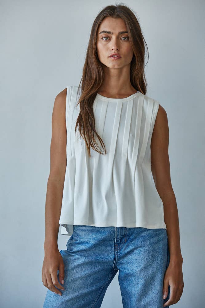 Knit Rayon Spandex Jersey Round Neck Sleeveless Top