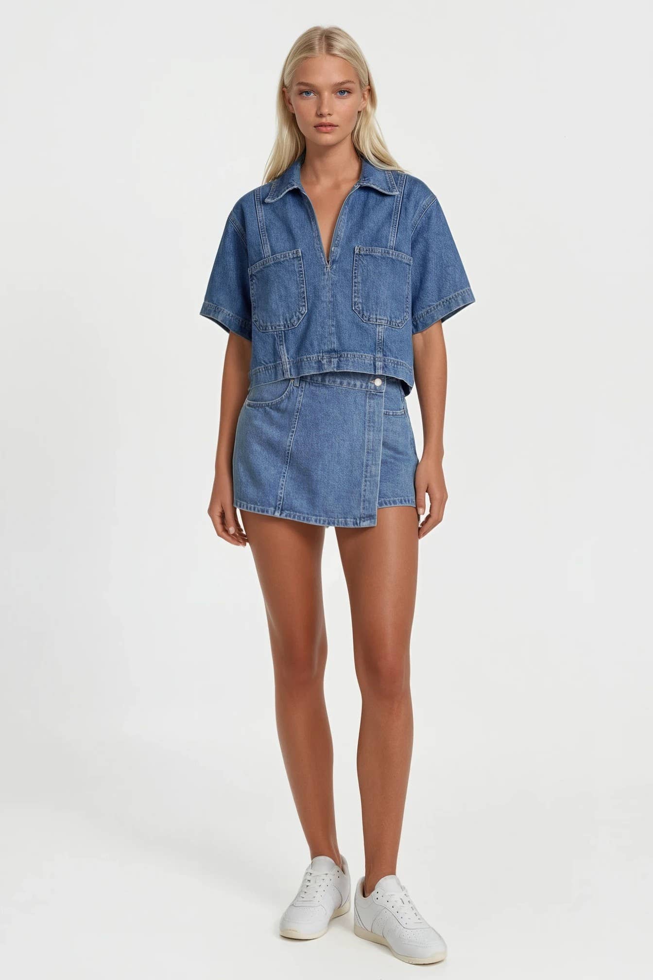 CROPPED DENIM TOP