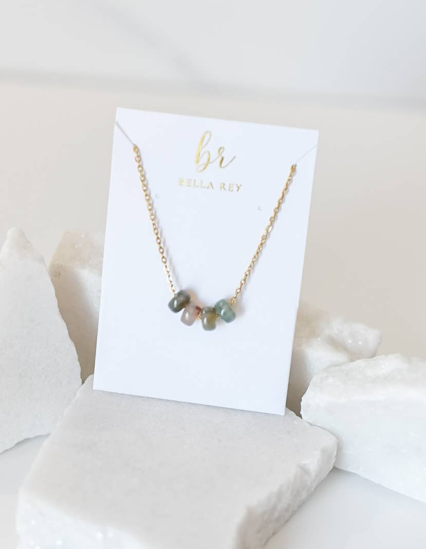 Ella jane acrylic bead charm necklace | 14k | cadet blue