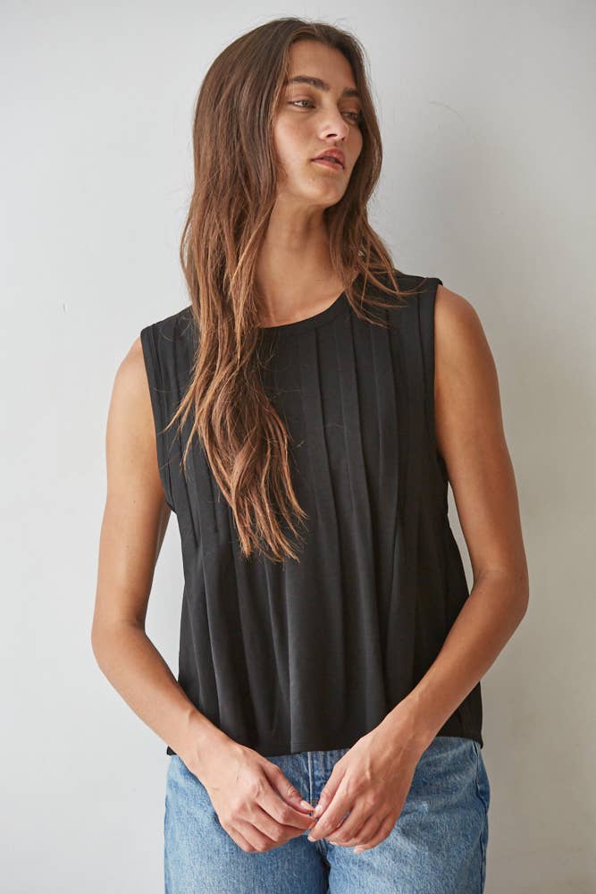 Knit Rayon Spandex Jersey Round Neck Sleeveless Top