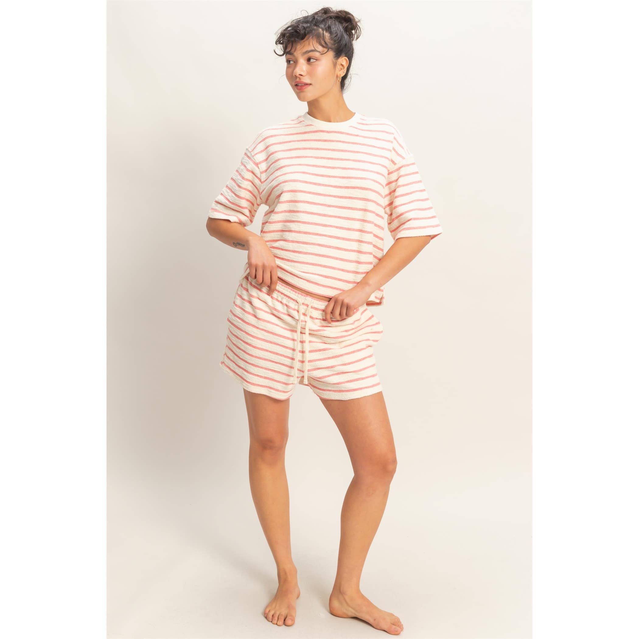 Striped Drawstring Waist Shorts