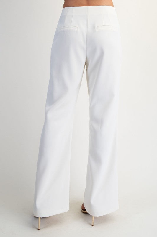 Button Detailed Woven Flare Pants