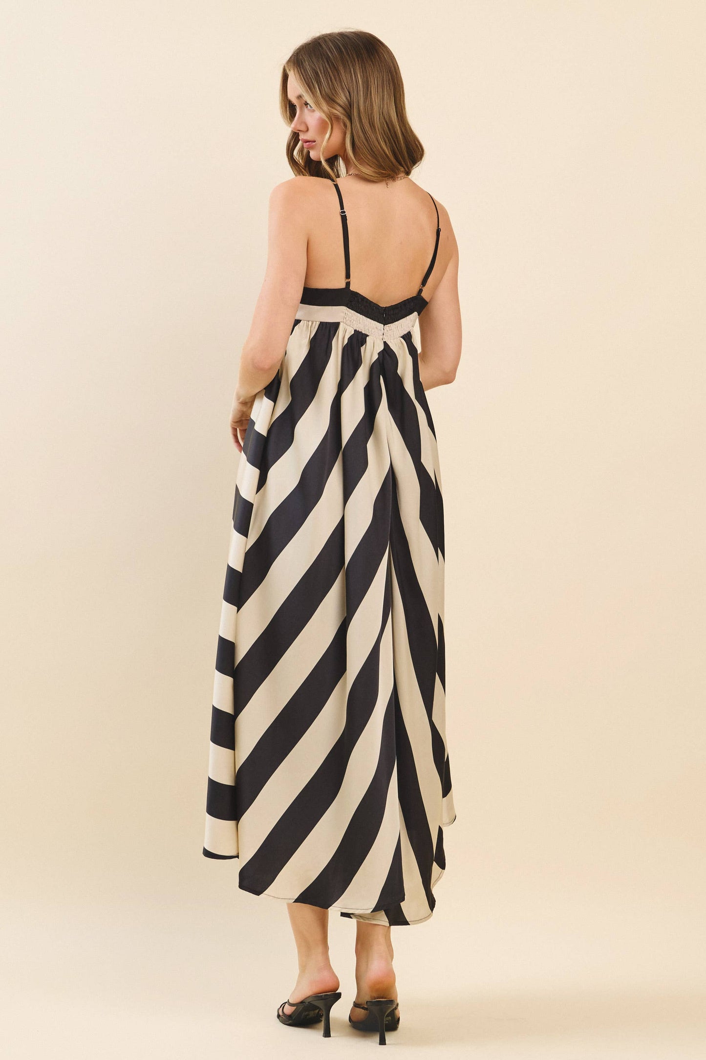 Bold Stripes Adjustable Straps Flowy Maxi Dress
