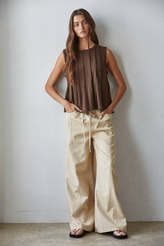 Knit Rayon Spandex Jersey Round Neck Sleeveless Top
