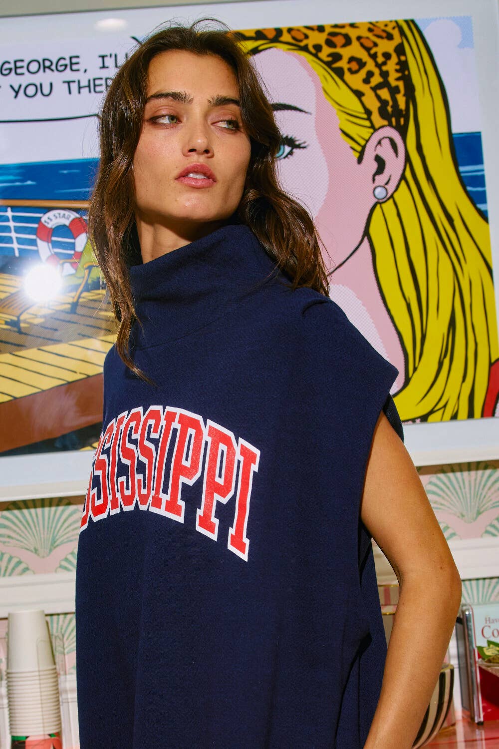 ‘MISSISSIPPI' Print Oversized Muscle Top