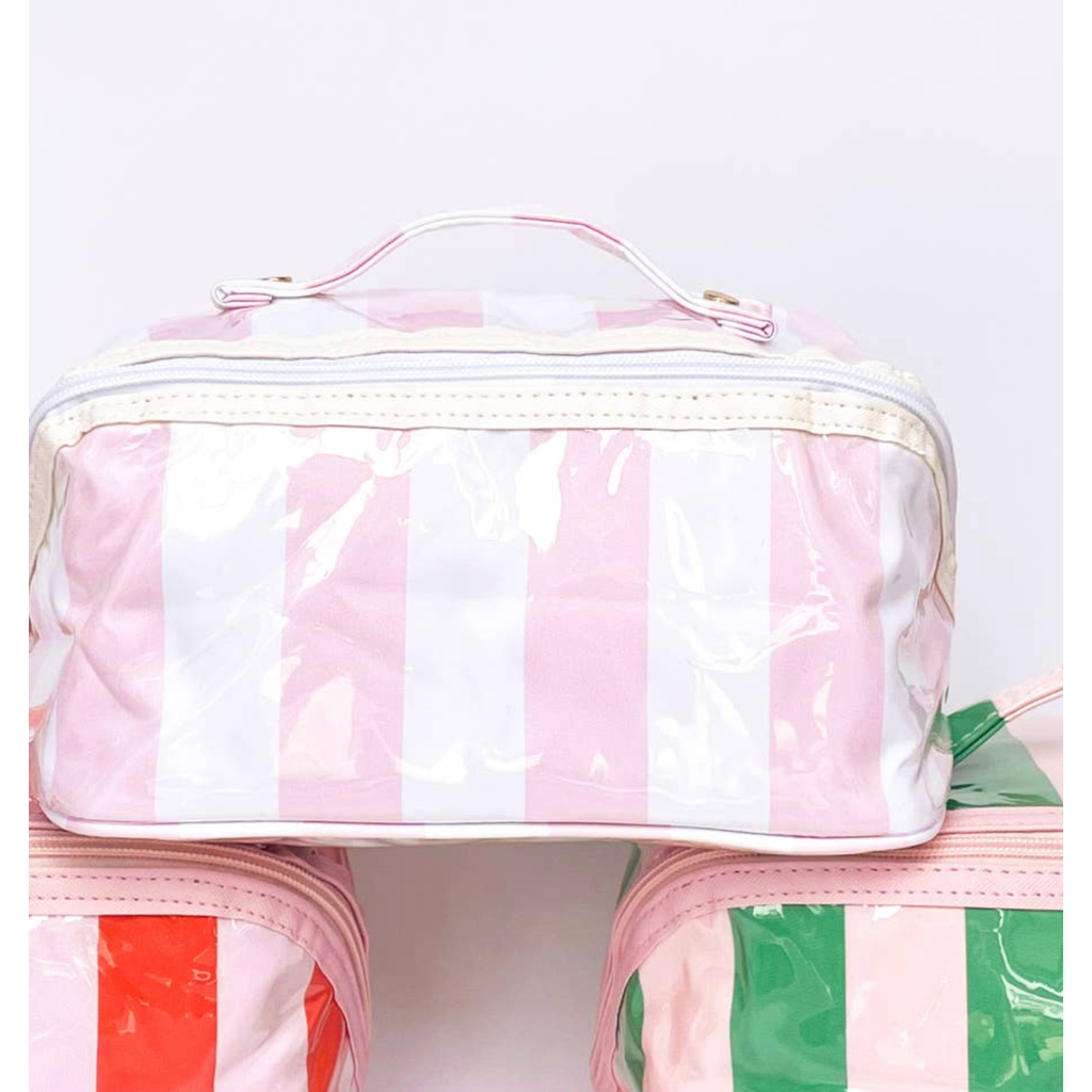 Gloss & Go Colorful Stripe Wipeable Cosmetic Toiletry Bag