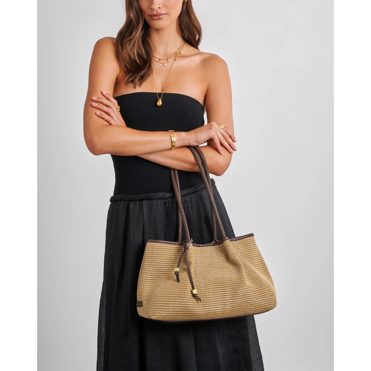 KL Nova Raffia Small Shoulder Tote