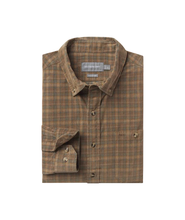 Braxton Lightweight Cord Flannel - Saddle
