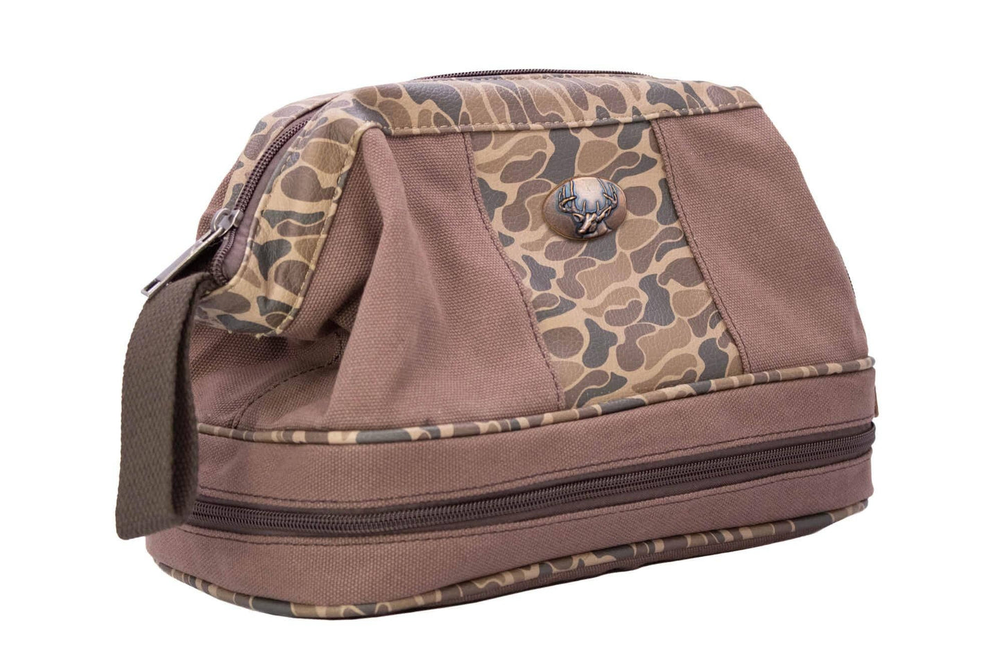 Buck Brown Waxed Canvas Old School Camo Men's Toiletry Dopp Bag.