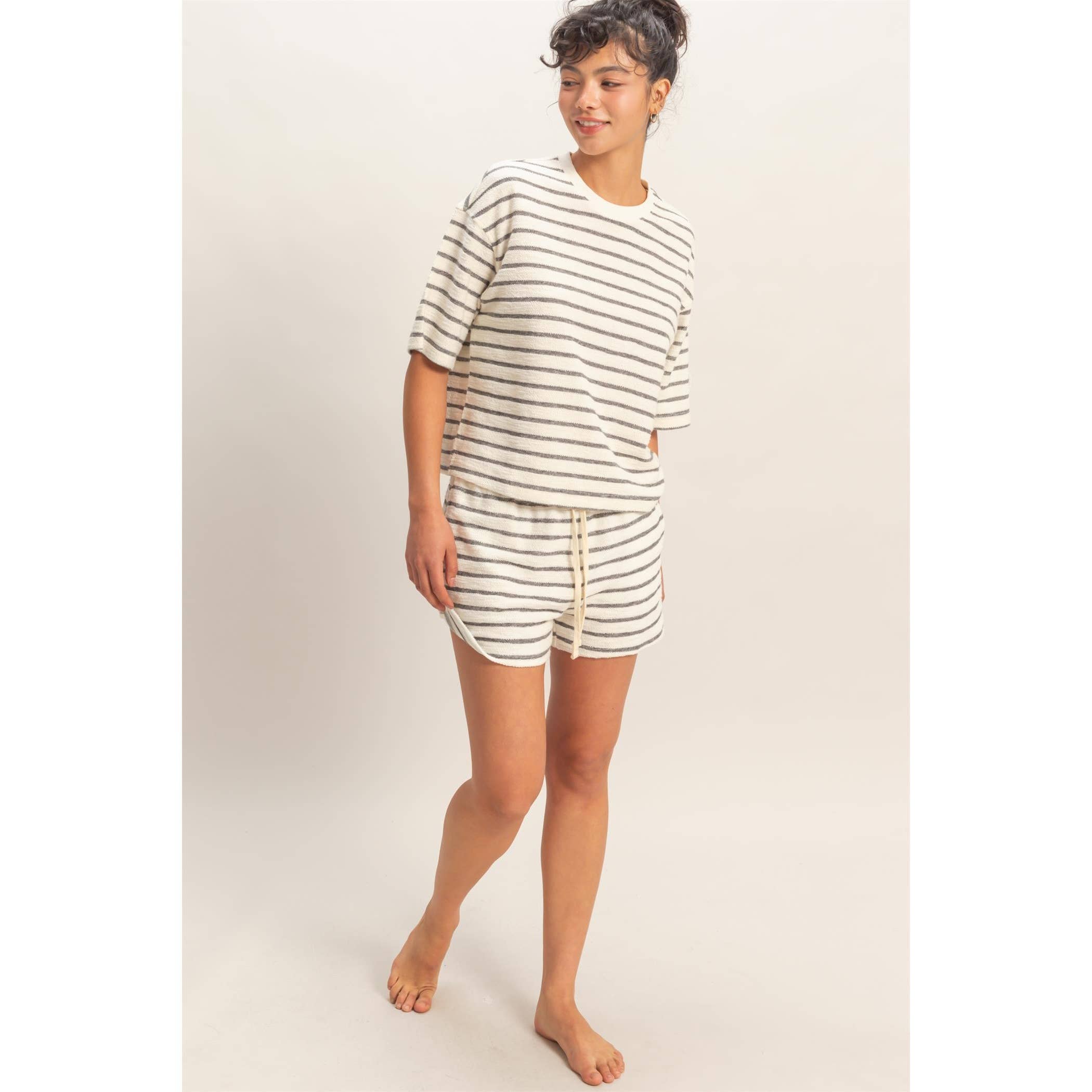 Striped Drawstring Waist Shorts