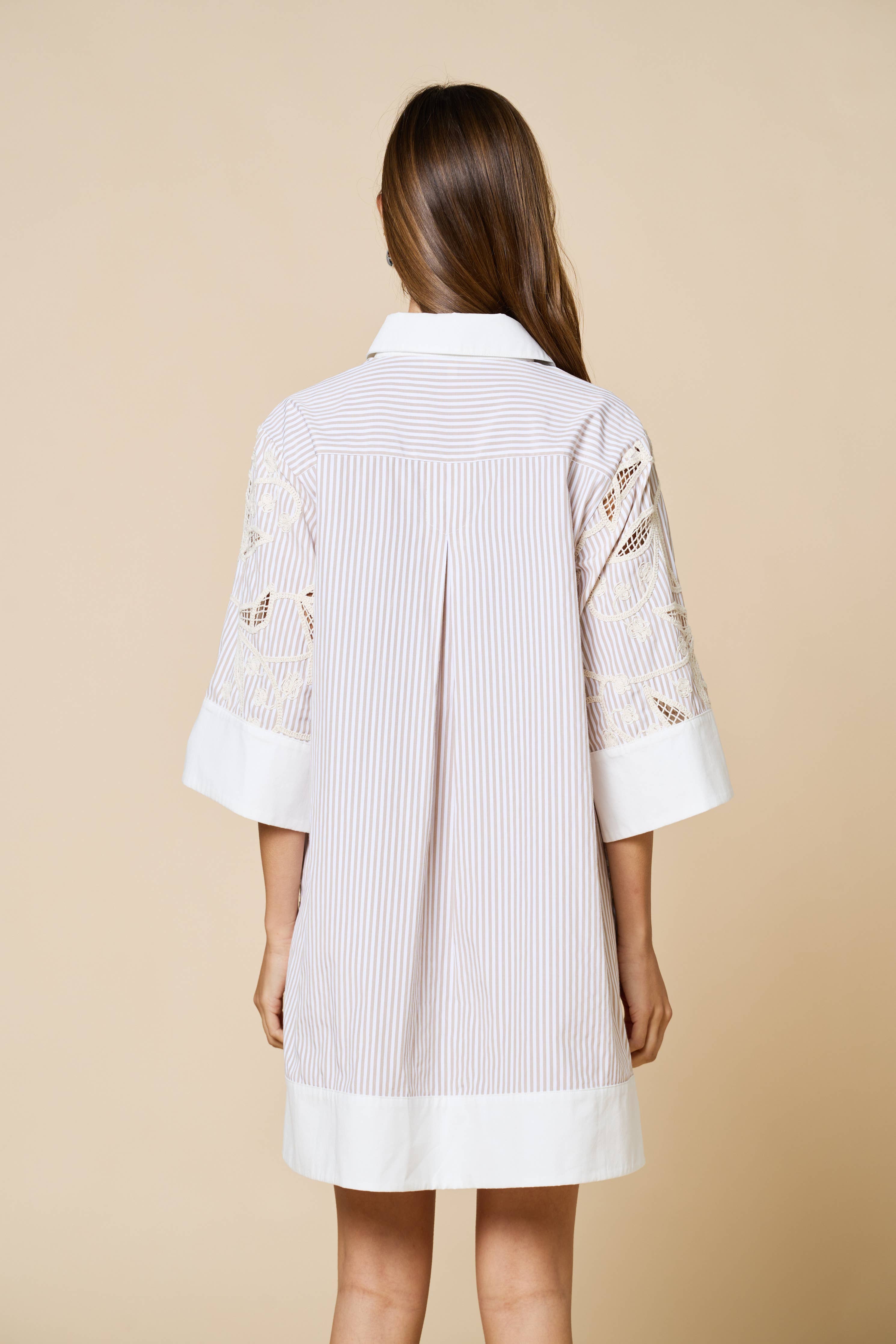 Mable Embroidery Contrast Shirt Dress