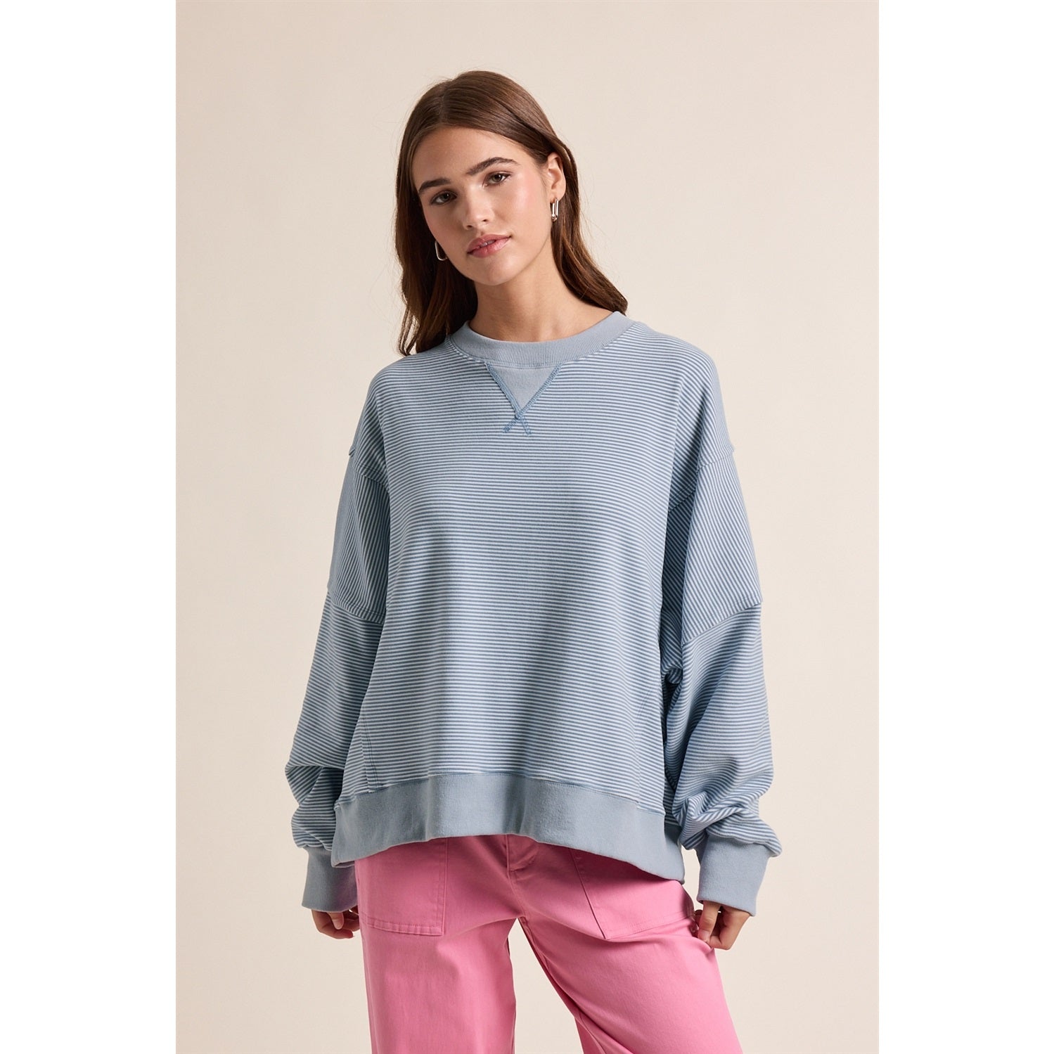 Striped Drop Shoulder Sweatshirt