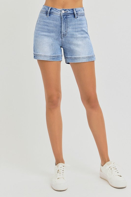 High Rise Front Welt Pocket Detail Shorts