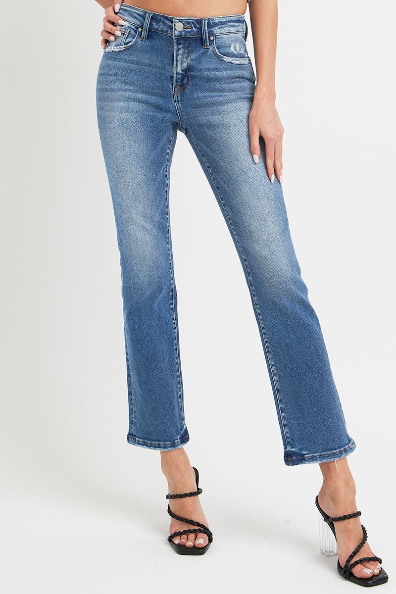 Mid Rise Ankle Straight Jeans