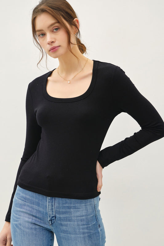Basic Scoop Neck Long Sleeve Top